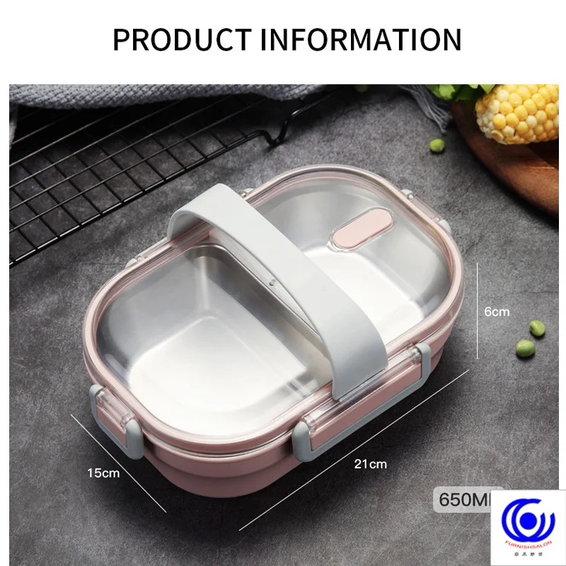 Ланч-бокс из нержавеющей стали Портативный изолированный Bento box для детей, пикника, школы, кухни герметичный контейнер для еды, судок 650 мл