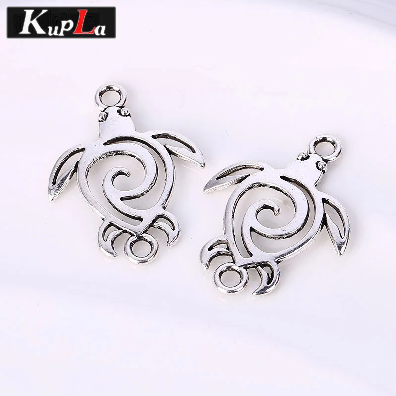 Kupla Vintage Silver Tortoise Charms Metal Lovely Animal Jewelry Connectors DIY Handmade 20pcs/lot 28*36mm C5227 | Украшения и