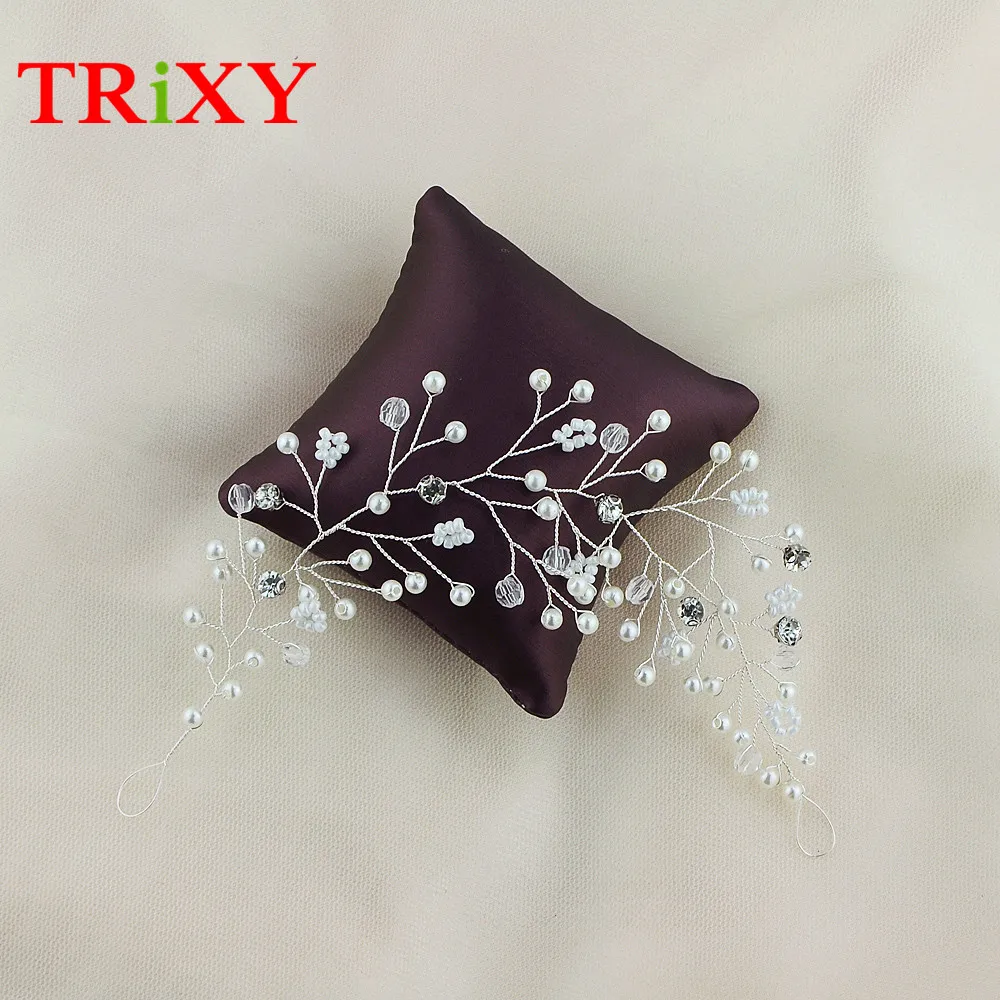 TRiXY H99 Стразы Жемчуг Свадебные аксессуары для волос свадебный головной убор жемчуг бисерный волос жемчужный гребень аксессуар для волос