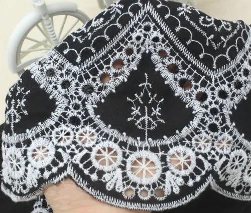 Black Cotton Cloth Lace Fabric Positioning Bilateral Embroidery 138CM DIY Fabric Baby Clothes Skirt Home Textile Accessories - Цвет: Black