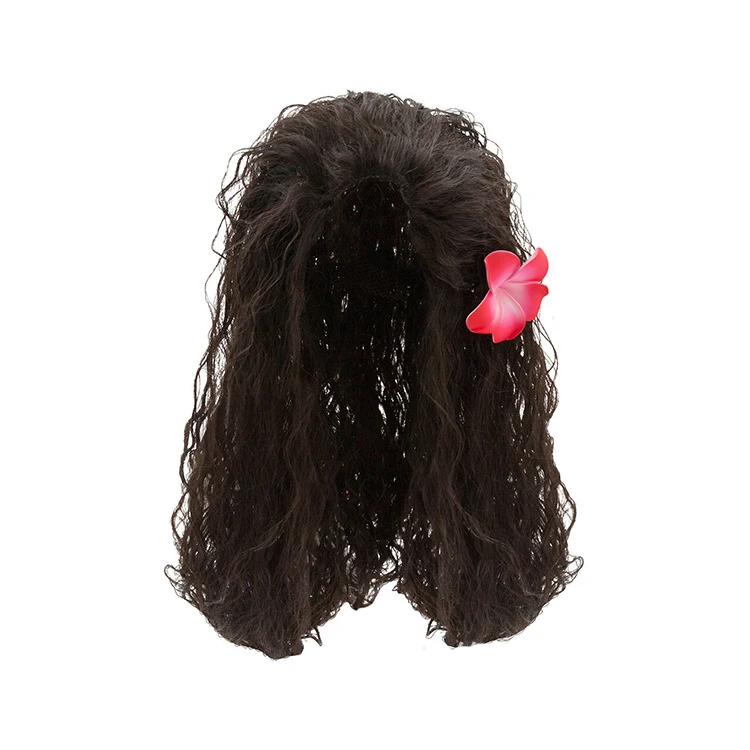 Only Wig Рождественское платье принцессы Моана для костюмированной вечеринки для девочек, детские вечерние костюмы Vaiana на Хэллоуин с ожерельем, костюм свинки и цыпленка - Цвет: Only Wig