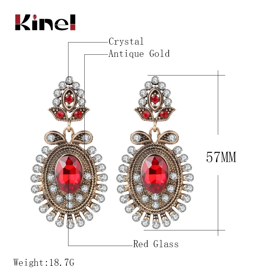 Kinel Party Gifts Red Drop Earrings For Women Fashion Antique Gold Color White Crystal Flower Vintage Jewelry 2018 New | Украшения и