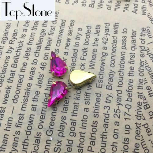fuchsia Topstone Xilion каплевидный причудливый Камень с золотыми когтями 6X10,8X13 мм капелька для шитья стеклянных хрустальных бусин для изготовления ювелирных изделий - Цвет: fuchsia