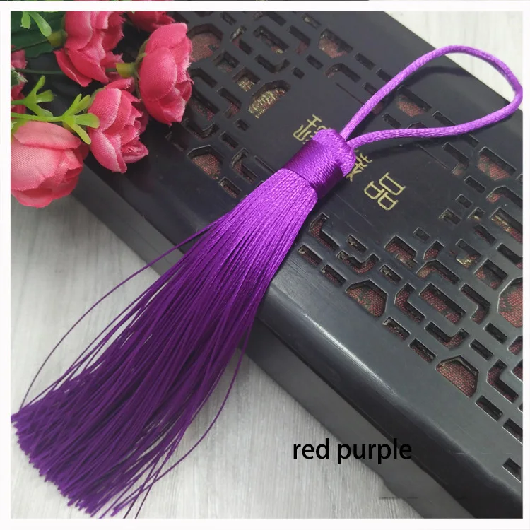 red purple 12 шт./лот, 12 см, висячая веревка с кисточками, шелковая бахрома, декоративные кисточки для шитья штор, одежда, аксессуары для украшения дома - Цвет: red purple
