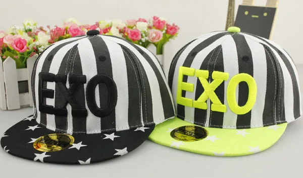 2015 New Children EXO Fashion Sports Snapback Caps Embroidery Baseball Cap Pattern Flat Hip Hop Hats | Тематическая одежда и