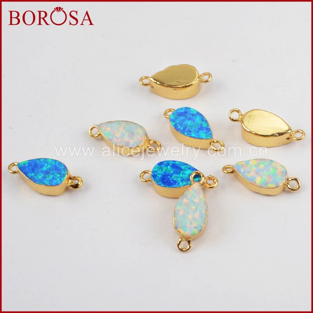 BOROSA 10 шт. новые каплевидные золотые японские опаловые соединители сделанные из