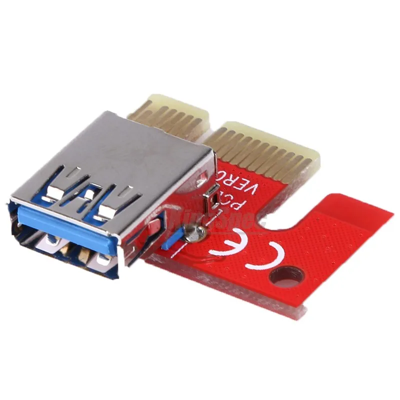 10 шт. Новинка красный VER007S PCI Express Riser Card 1x до 16x E extender 60 см USB 3 0 кабель 15Pin SATA для BTC