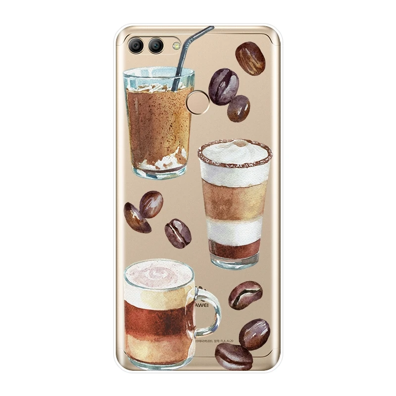 For Huawei Y3 Y5 Y6 II Y7 Pro Phone Case Silicone Coffee Girl Drink Soft Back Cover Prime 2017 2018 Y9 2019 | Мобильные телефоны и