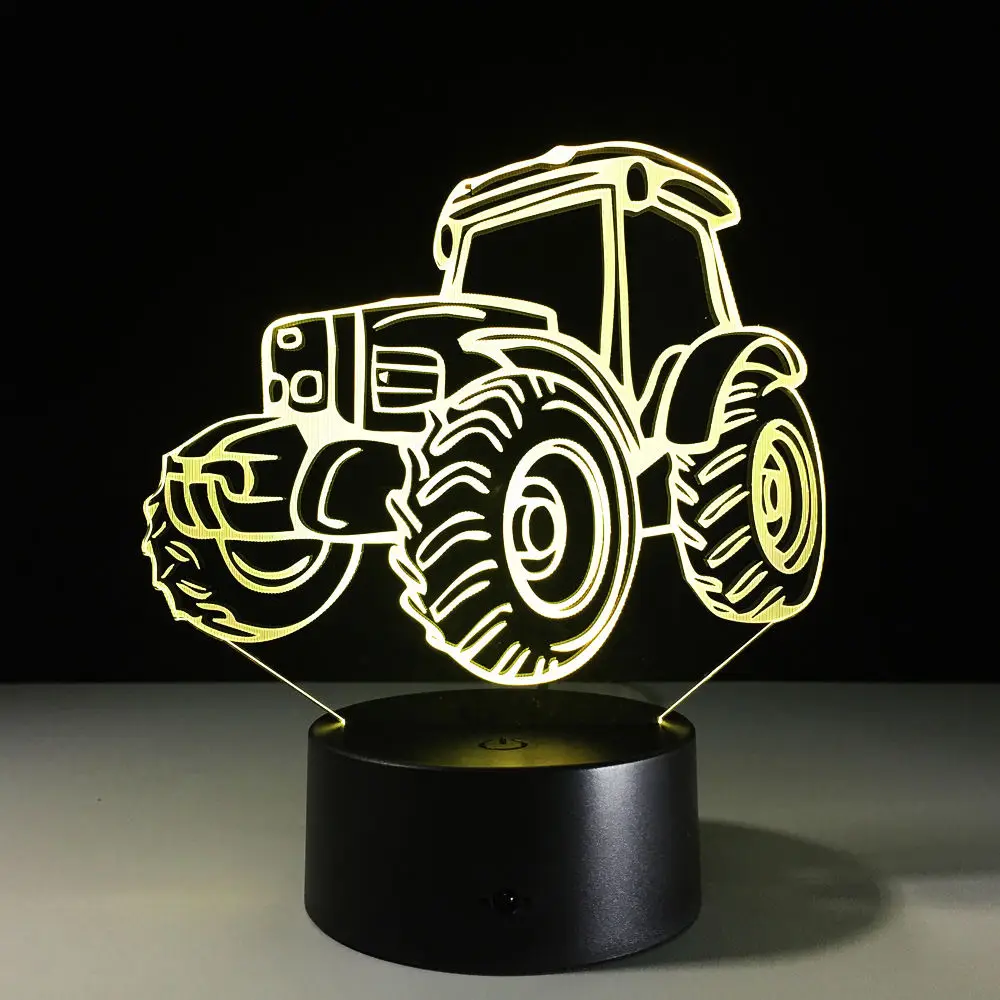7 цветов, автоматическое изменение 3D сенсорный светодиодный ночники трактор USB Декор подарок настольная лампа