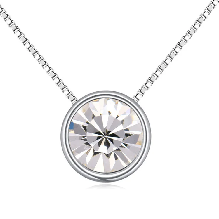 white Malanda Новая мода круговой кулон круглый кристалл от Swarovski массивные ожерелья для женщин Свадебные украшения подарок девушке - Окраска металла: white