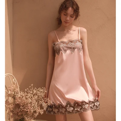 light pink Сексуальный мусс Пятнистое кружево Женская одежда для сна сексуальное ночное платье мягкое удобное с стринги без спинки черный белый красный розовый молодой девушки - Цвет: light pink