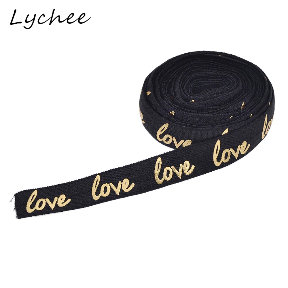 Эластичные кружевные ленты Lychee 5 ярдов с надписью Love и английскими буквами для