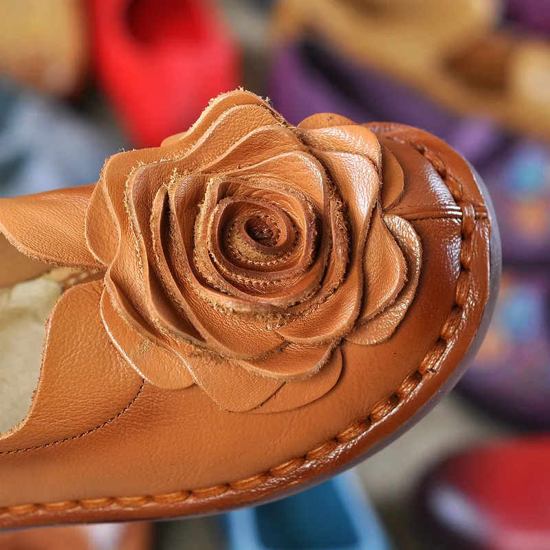 RUSHIMAN 2018 National style handmade Real Leather Leisure shoes Bovine Boxer Boxel Middle-aged mothers heel single 35-41 | Обувь