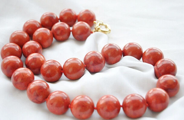 

Бесплатная доставка огромное 18 мм круглое красное ожерелье из коралловых бусин с красной травой 18 дюймов