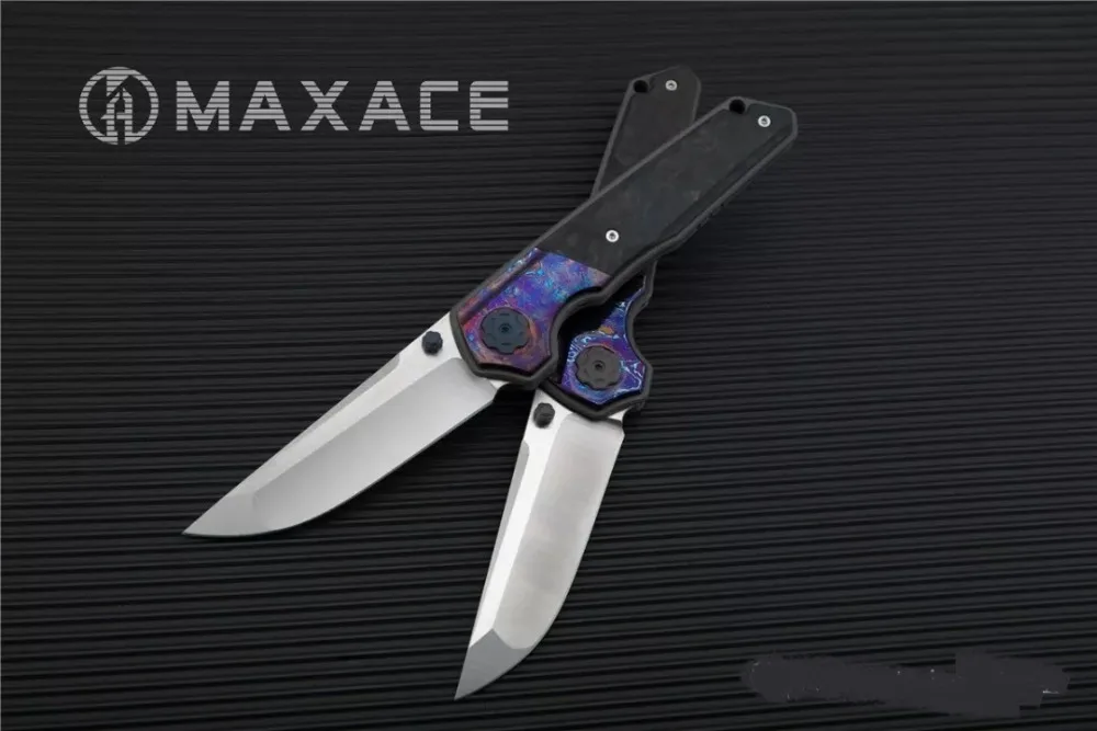 Maxace PAN титановое углеродное волокно дамасская инкрустация M390 атласное лезвие