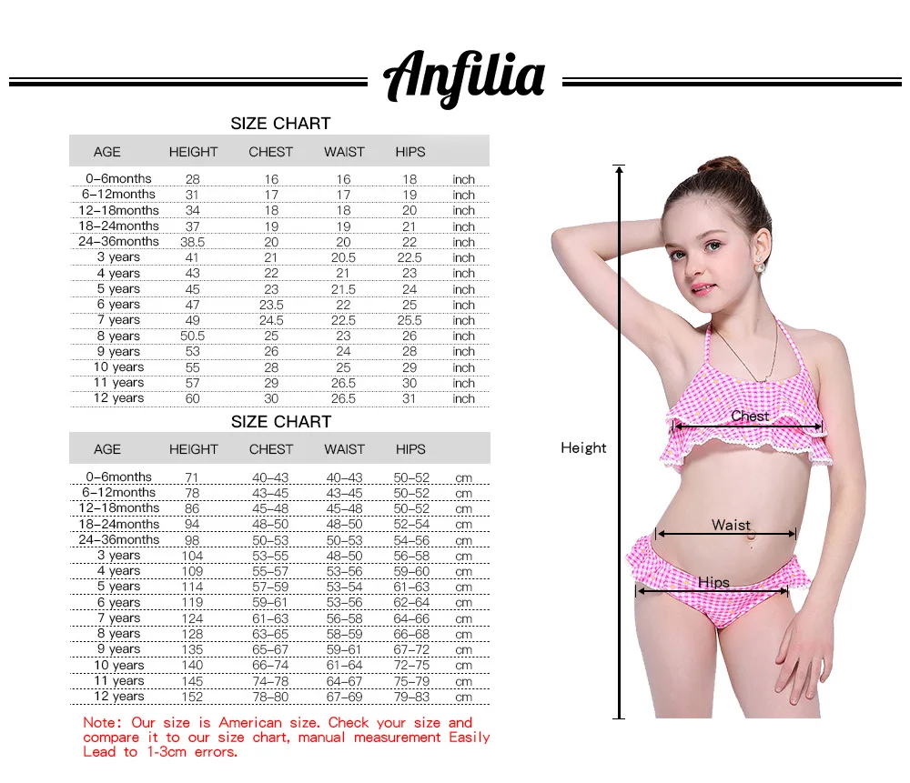 

Anfilia 2019 New Kids Bikini Set Geometric Print Swimsuit Baby Girls' Adjustable Strap Swimwear Ruffle Bikini Beach Wear