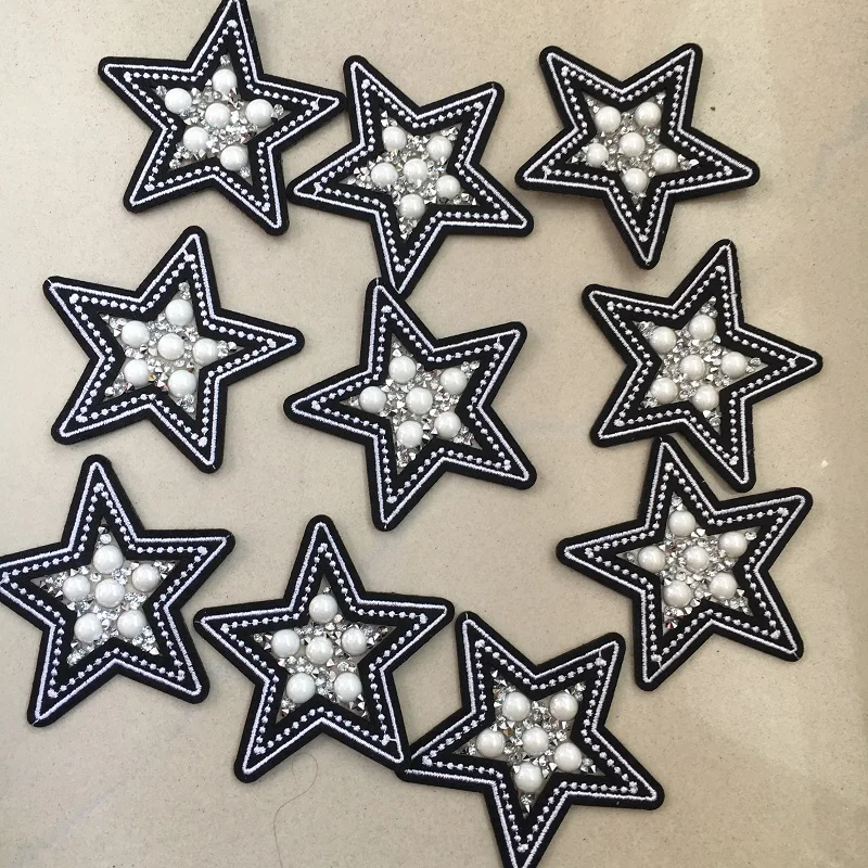 10PCs Star Patch Applique Embroidery Clothes Badges Patches Iron on T-shirt Hat DIY Decoration Rhinestones Badge for Coat Jacket | Дом и сад