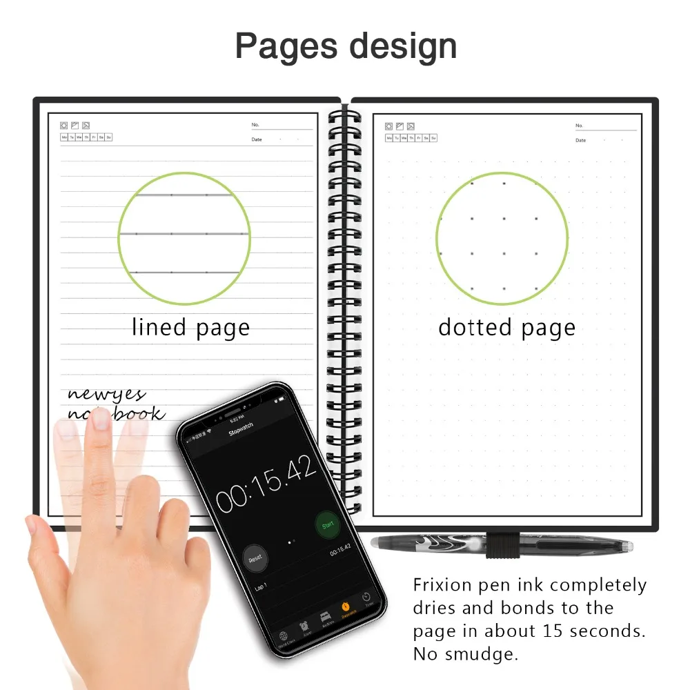 New NEWYES A5 B5 Smart Reusable Erasable Notebook Paper Microwave Wave Cloud Notepad Lined With Pen Dropshipping Customize Kids |
