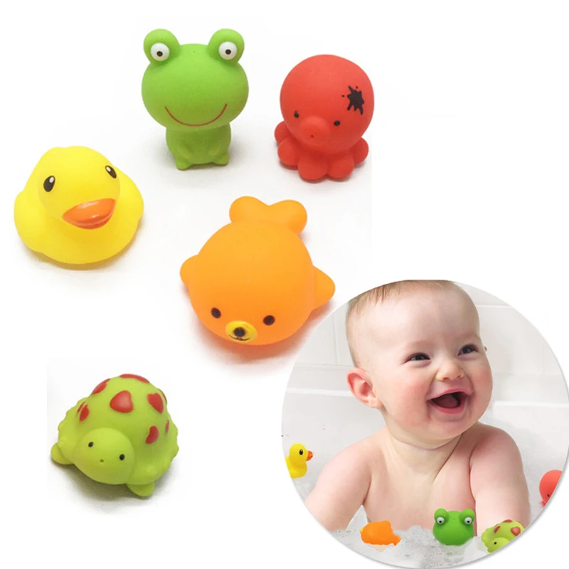 5 шт. милые детские погремушки водные игрушки для ванной резиновые животных