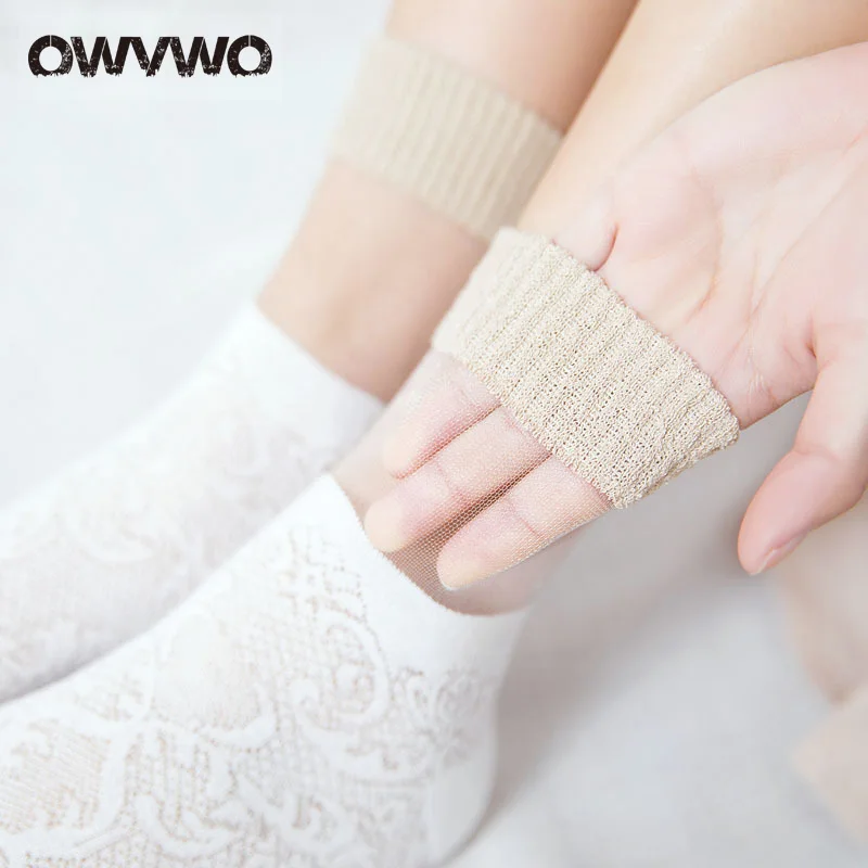 OWVWO 2018 новые стильные женские летние кружевные цветочные носки