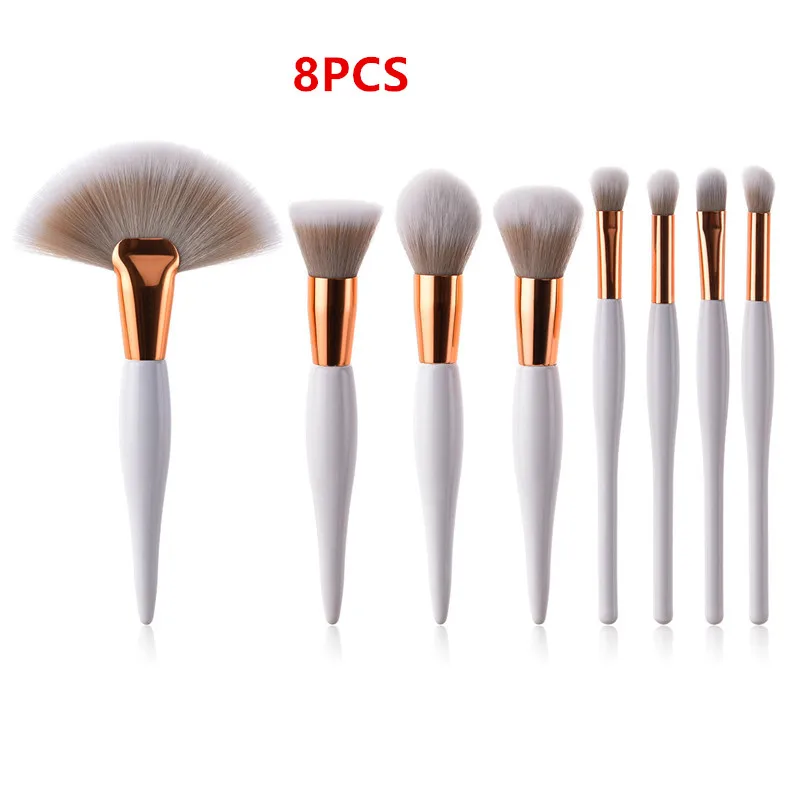 8PCS White 8/9 шт. набор кистей для макияжа, специальный дизайн, ручка для нанесения основы под корректор, хайлайтер пудра Румяна Тени для век набор кистей T09015 - Handle Color: 8PCS White