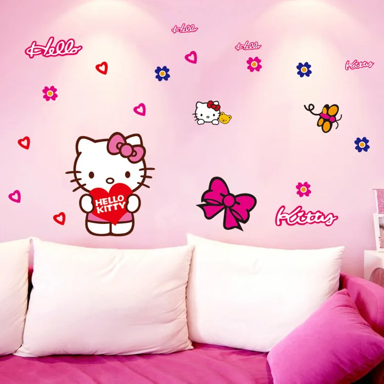 C1 ZHYHGO настенные наклейки для детской комнаты hello kitty милые настенные наклейки для спальни, гостиной, наклейки для автомобиля, детская комната 50*70 - Цвет: C1