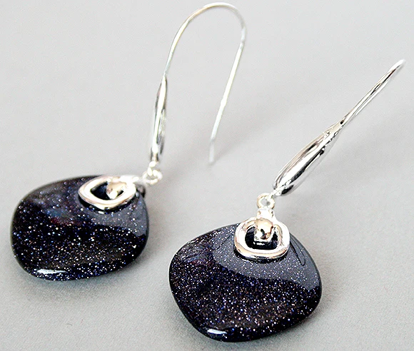 

FASHION 925 SILVER NATURAL SAND STONE EARRINGS 14/5" -Bride jewelry free shipping