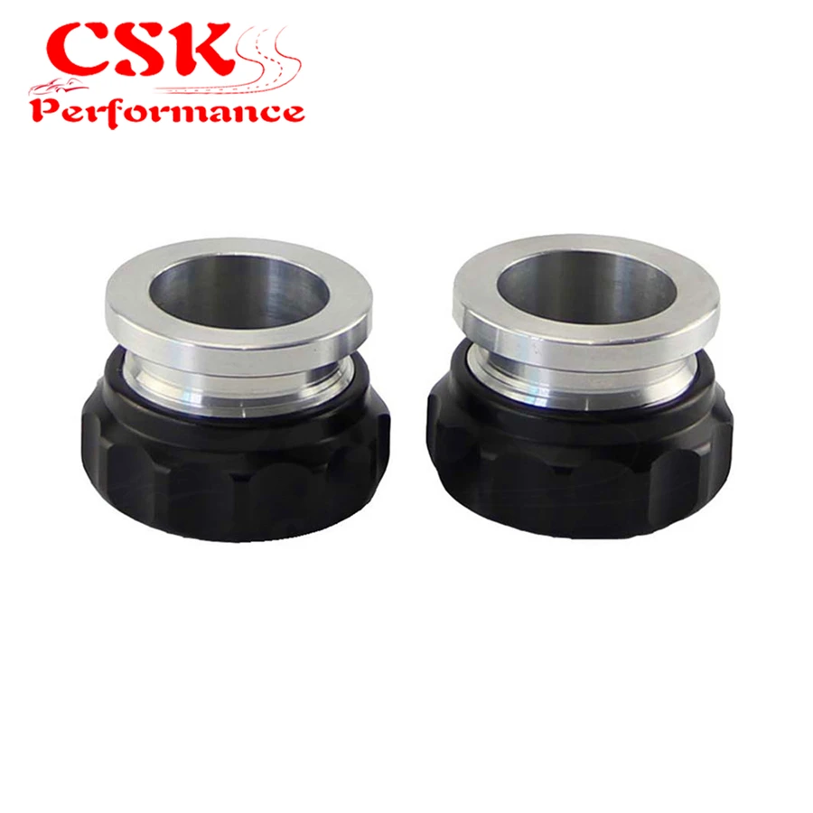 2Pcs 1&quot 25.4mm Aluminium Alloy Weld On Filler Neck And Cap Oil Fuel Water Tank silver / Black |