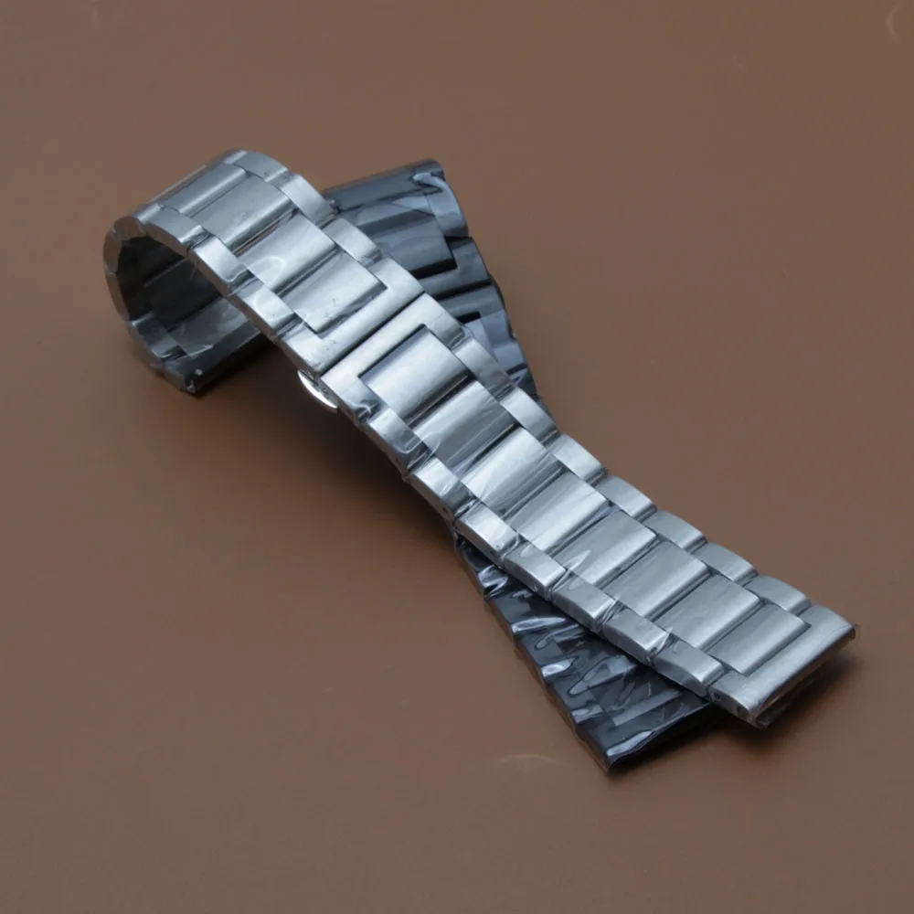 

Ремешок мужской из нержавеющей стали с застежкой, черный/серебристый матовый браслет для наручных часов, 1819 20 21 22 23 24 мм