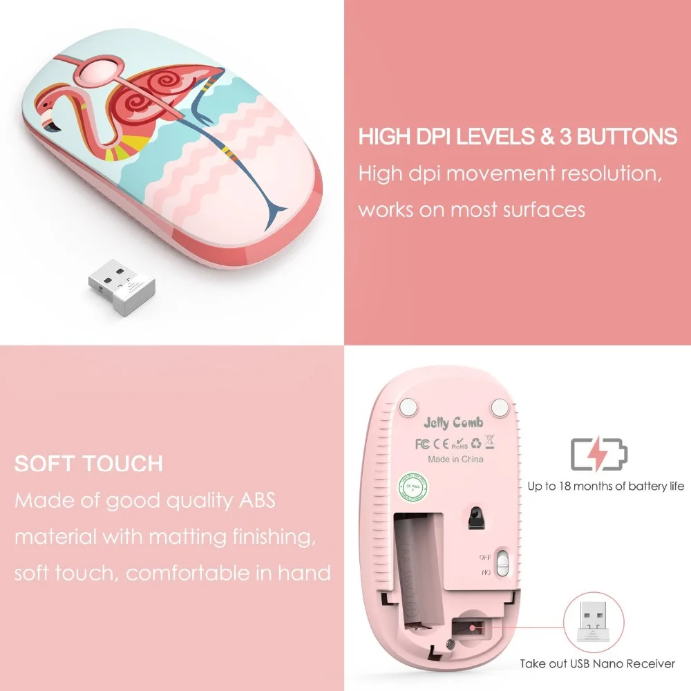 Jelly Comb Бесшумная беспроводная мышь 1600 dpi Бесшумная оптическая мышь компьютерная мышь для ноутбука 2,4G беспроводная мышь
