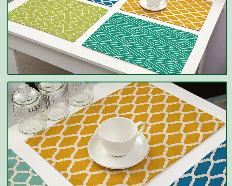 Modern Abstract Geometric Lines Colorful Placemat Scale-like Line Triangular Table Accessories Pad Home Kitchen Table Mat