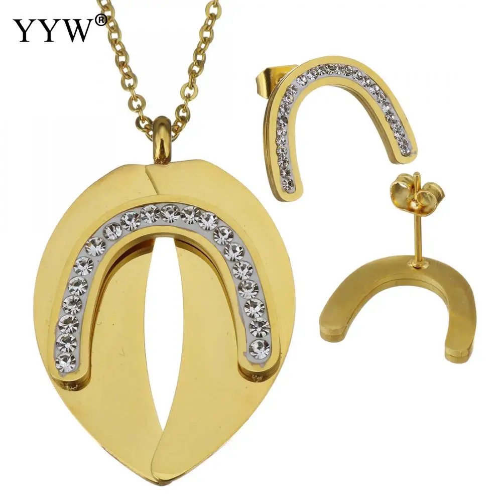 YYW 2018 новый комплект ювелирных изделий из нержавеющей стали корейские серьги и