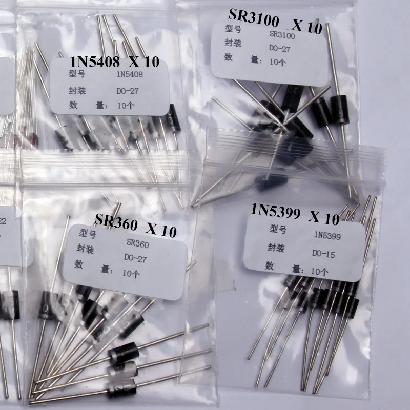 Glyduino 100 шт./лот широко используемый 1n414 8/1n400 7/FR107/5819/5408/5822 диод Ассорти Комплект для