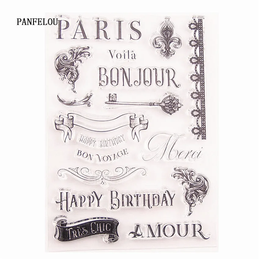 PANFELOU Party in Paris прозрачный силиконовый штамп/печать + набор резных штампов DIY