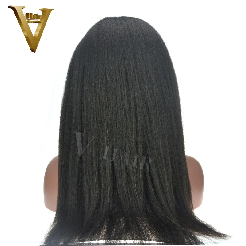 180% Brazilian Virgin Human Hair Kinky Straight Wigs Full Lace Frontal Yaki #1 #1B #2 #4 Natural Black | Шиньоны и парики