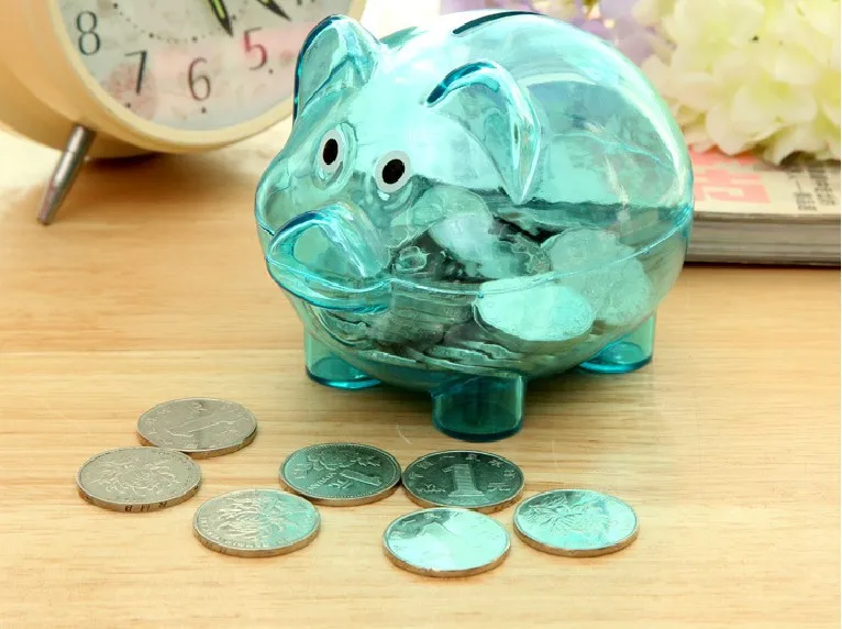 1PC Lovely Coin Piggy Bank Transparent Pig Money Box 10*7*8cm Saving Moneybox Gifts For Kid OK 0316 | Дом и сад