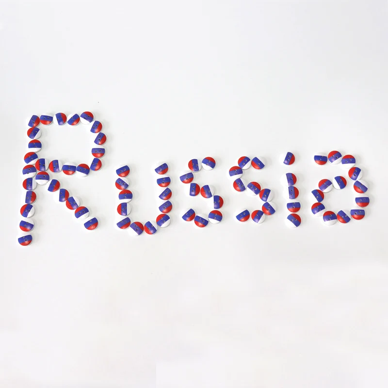 30 шт. деревянные пуговицы 15 мм Печатные Швейные Россия флаг из натурального