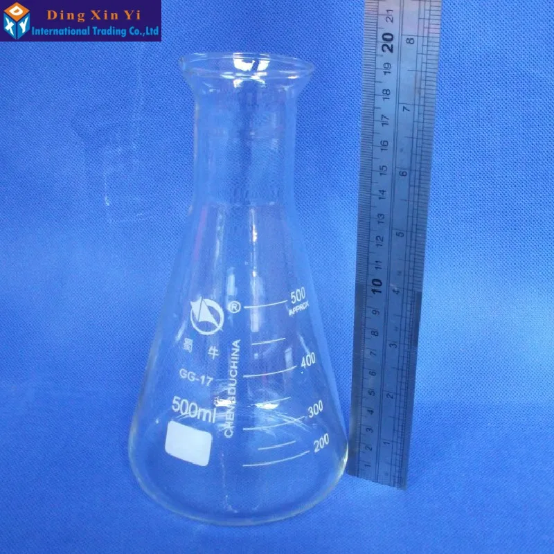Стеклянная колба Erlenmeyer 500 мл лабораторные треугольные колбы GG17|Фляжка| |