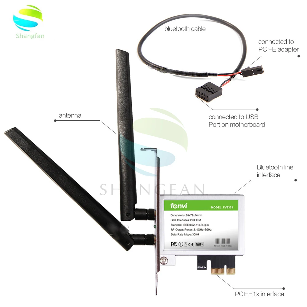 Двухдиапазонный беспроводной Wi Fi адаптер для рабочего стола N WLan BT 4 0 Bluetooth 802 11