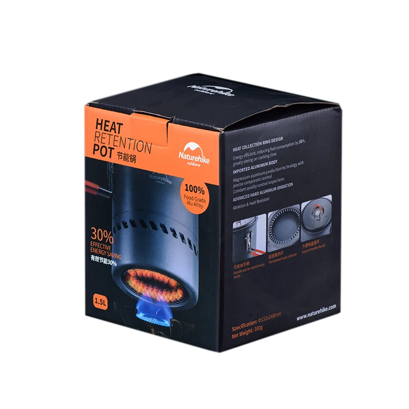 

Naturehike Camping 1.5L Heat Exchanger Pot Portable Outdoor Cookware Kettle