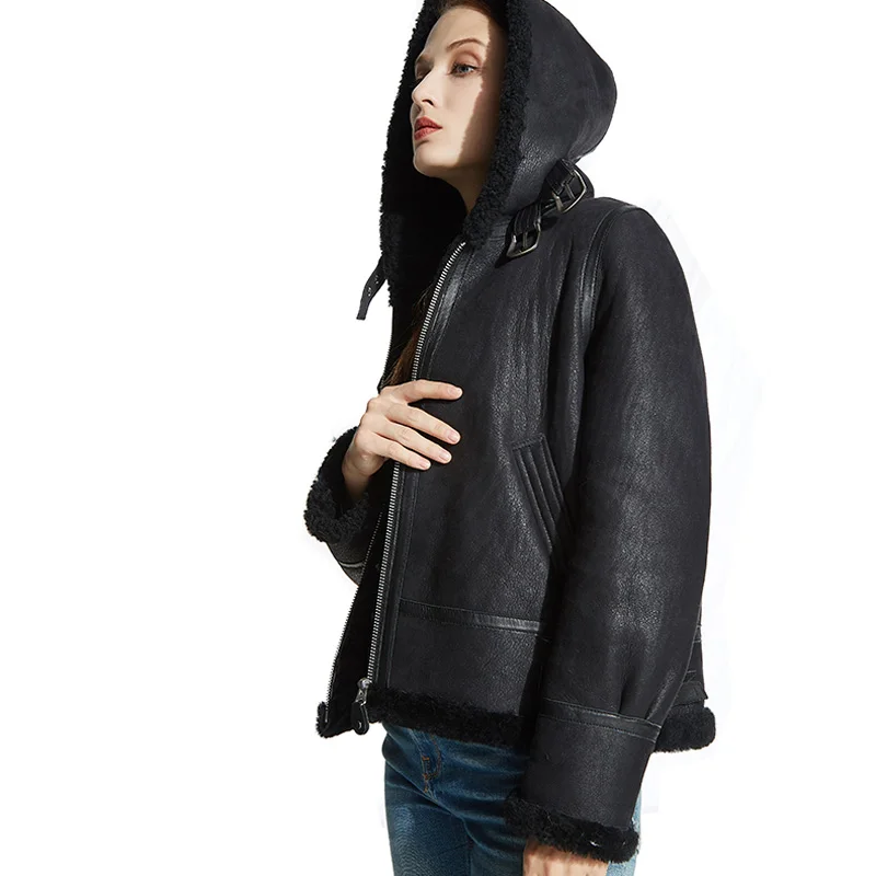 Manteau femme hiver женская зимняя куртка из натурального овечьего меха, короткое пальто из овчины с капюшоном из натуральной шерсти, манто для женщин