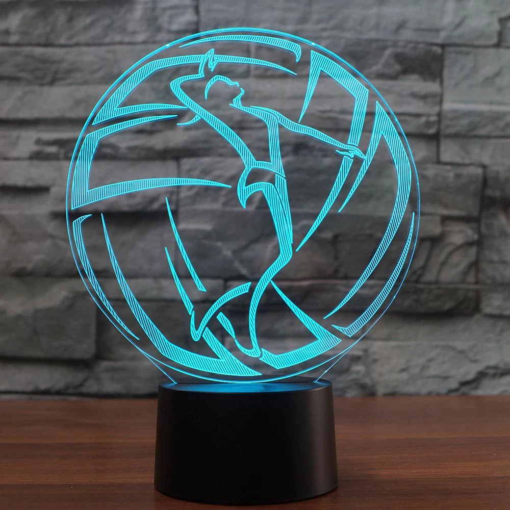 USB 3D лампа для волейбола 7 цветов маленький ночник светодиодная настольная
