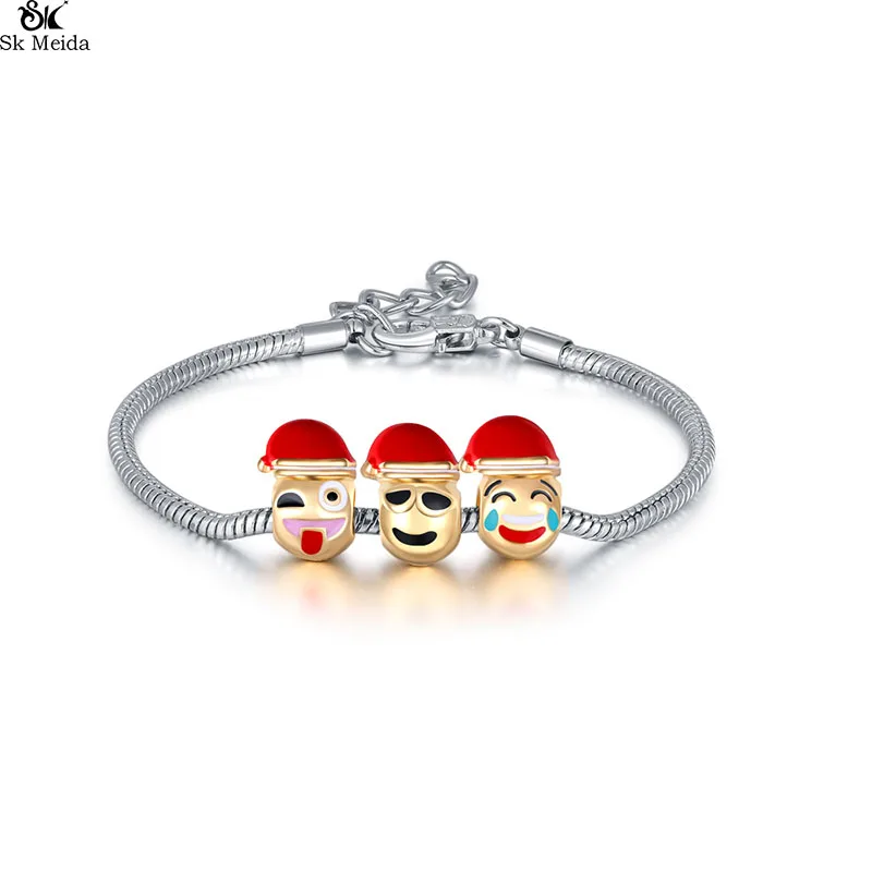 Christmas Face Expression Bracelet Alloy Hat Beads Green Gold For Women Accessories Female E-46 | Украшения и аксессуары