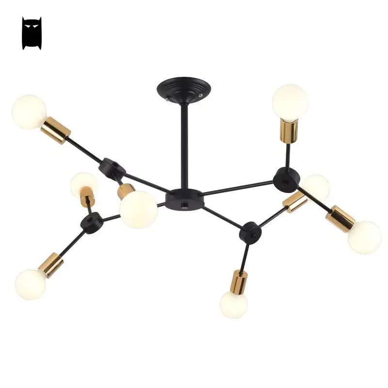 Потолочный светильник в скандинавском стиле черная кованая ветвь ДНК