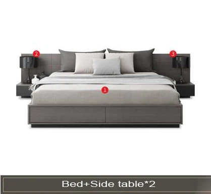 Bed with 2Side table RAMA DYMASTY мягкая кровать современный дизайн кровать bett, cama мода king/queen Размер мебель для спальни - Цвет: Bed with 2Side table