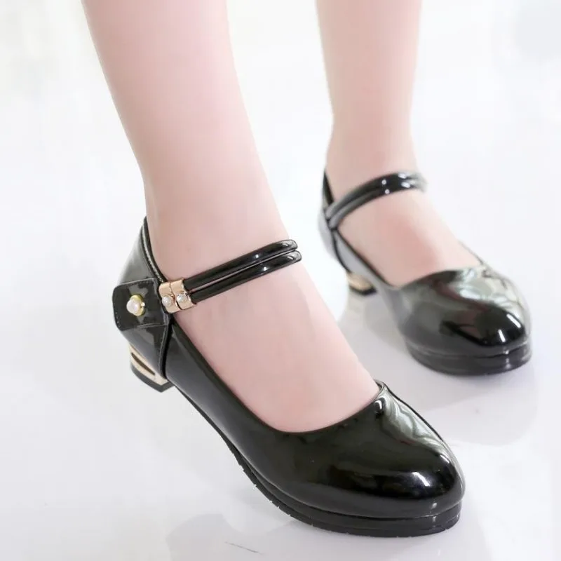New 2019 Children Princess Shoes Girls Bright Diamond Wedding Party Kids Dress for White black School |