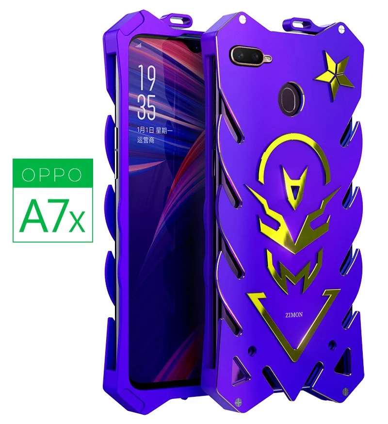 Для OPPO A7 X Чехол Zimon ударопрочный Алюминиевый металлический чехол для Задний
