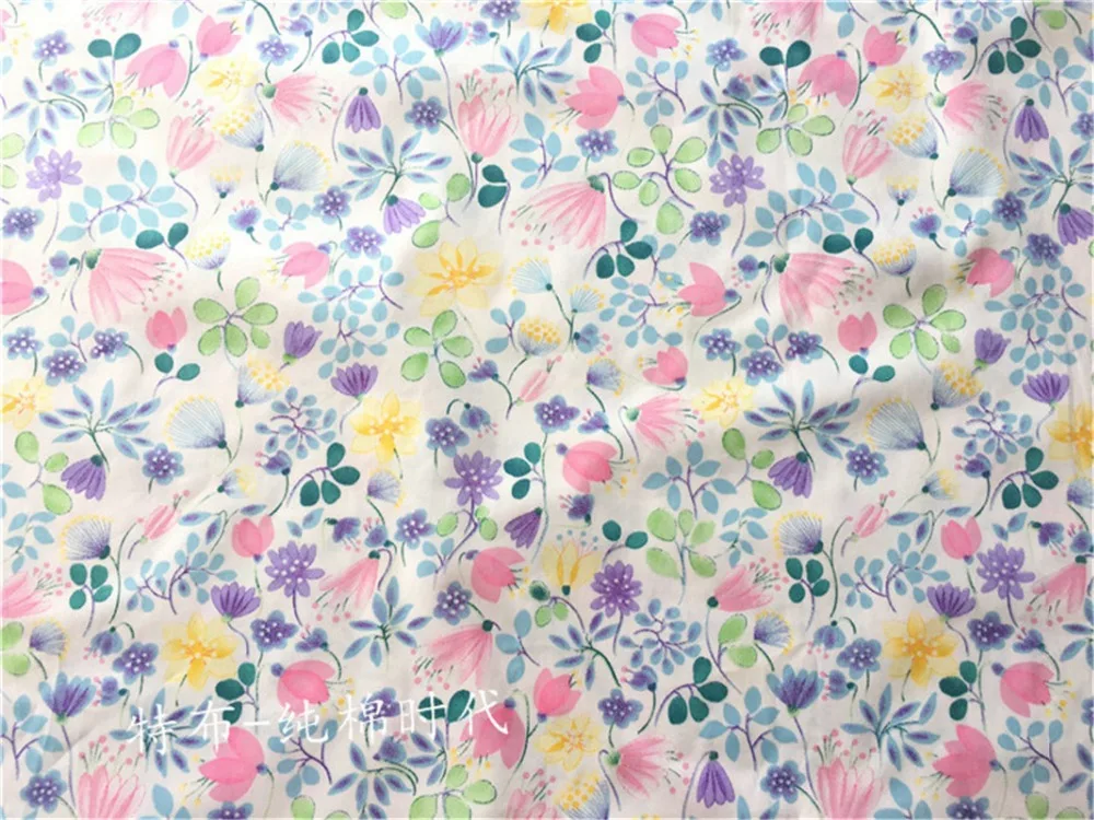 50x160cm Cotton Twill Fabric DIY Craft Material Print Pink Purple Flower TB8717 D | Дом и сад