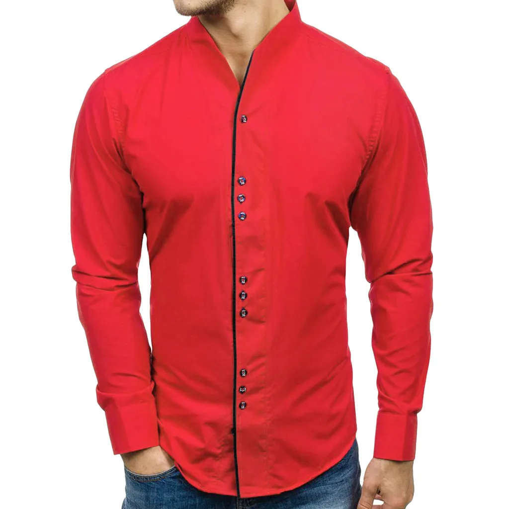 Autumn Winter Shirt Men Casual Solid Design Buttons Mens Shirts Slim Fit Long Sleeve Top Blouse camisa masculina рубашка мужская