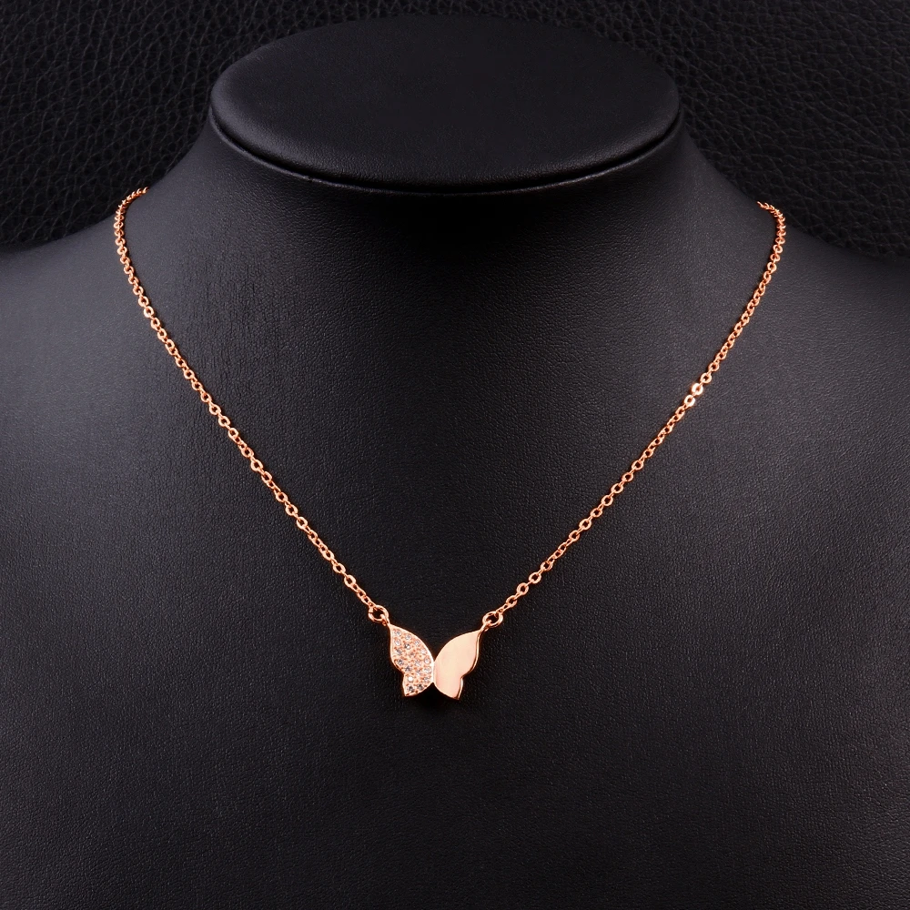 Золотистое ожерелье с подвеской в виде бабочки Ювелирное Украшение кристаллами